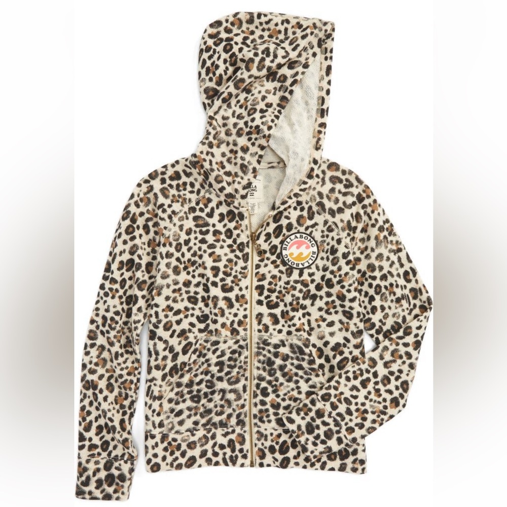 Billabong | Terry Zip Hoodie | Girls S | Cream, Black, Brown